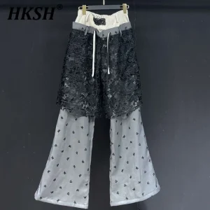 HKSH Spring Summer Men's Punk Dark Techwear Chic Original Design Chic Ins Fake Two Pieces Lace Casual Wide Leg Chic Pants HK5133 - AliExpress Pants