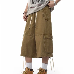 JFU Summer New American Retro Men's Casual Pants Loose Straight Leg Multi-ket Workwear Seven-Foot Cotton Casual Trousers - AliExpress Pants