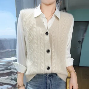 2024 Autumn and Winter New Strict Selection Wool Sleeveless Vest Seven-Pin Thickened Bandage Dress Cardigan Vest - AliExpress Sweaters&Jumpers