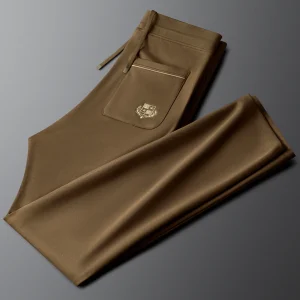 Faionable Casual Pants Men's Slim Straight Leg Spor Sweatpants Elastic Waisand Coffee Color Luxury Spring Autumn New Sle - AliExpress Pants