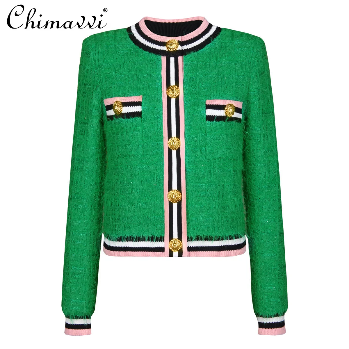 French Elegant Fashion Round Neck Long Sleeve Single-Breasted Striped Versatile Knitted Sweater Cardigan Tops Women Spring 2025 - AliExpress Sweaters&Jumpers
