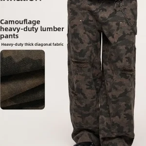Adjustable Deconstructed Patchwork Zipper Camouflage Workwear Casual Pants Men Design Sense Straight Heavy Du Trousers - AliExpress Pants