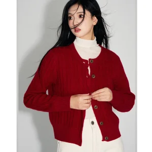 Christmas Red Knitted round Neck Open Cardigan Sweater Women's Winter New Style Thick Pole Japanese Style Women's Top - AliExpress Sweaters&Jumpers