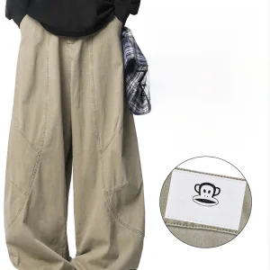 PaulFrank Pure Cotton Men's Work Pants Spring New American Retro Loose Wide Leg Knife Pants Casual Straight Leg Trousers - AliExpress Pants