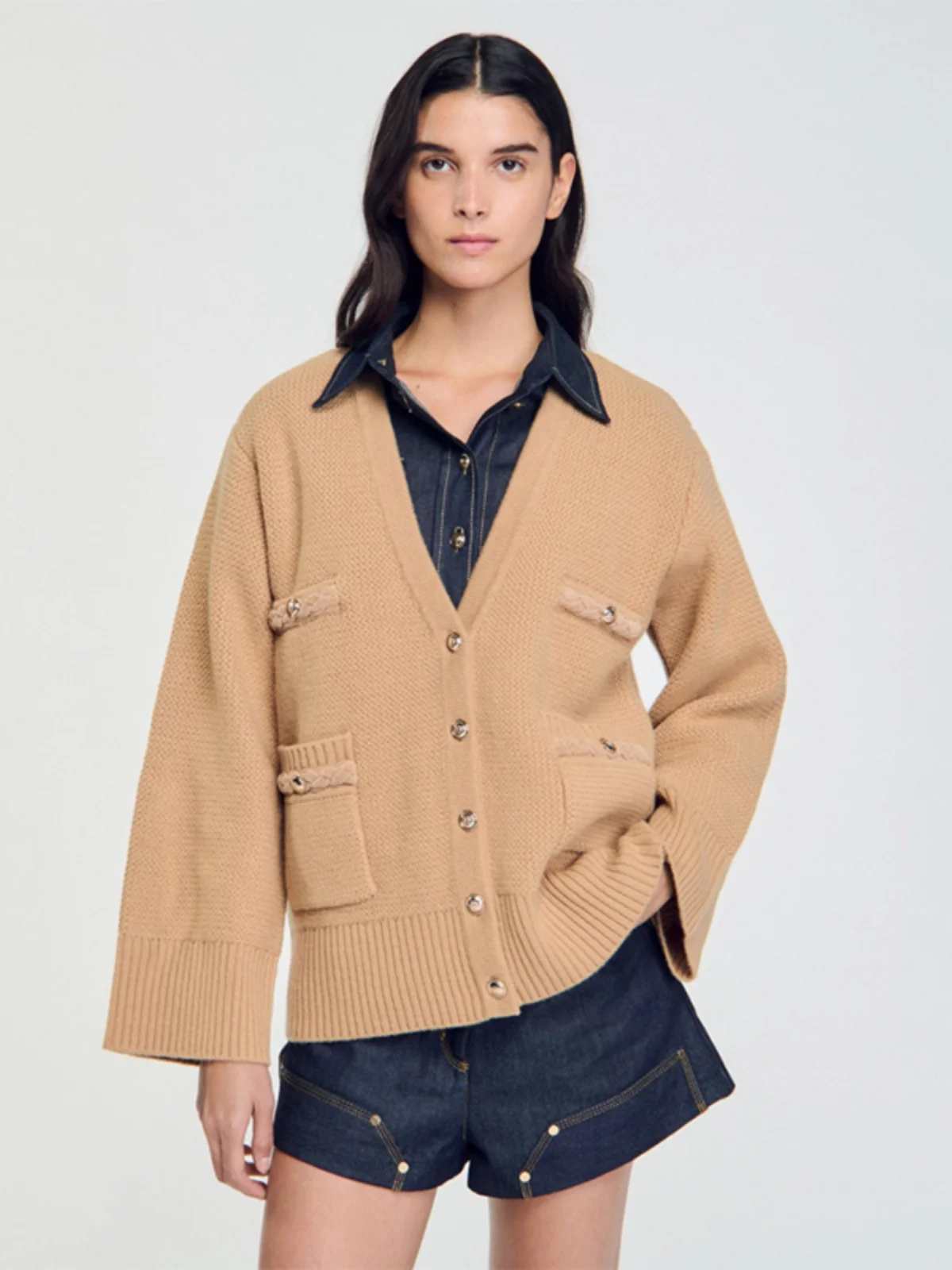 Women's Autumn Winter Knitted Woolen Open Cardigan Bell Sve Faionable Commute Sle Loose Fit V-Ne Button up Sweater - AliExpress Sweaters&Jumpers