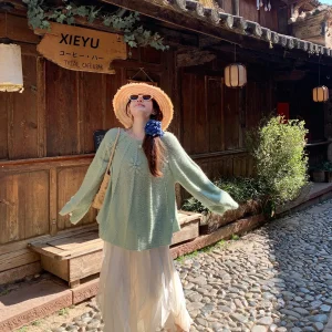 Mint Wave Embroidered Loose Knitted Sweater Women's een Oversized Pullover Soft Breathable Long Sve round Ne Top - AliExpress Sweaters&Jumpers