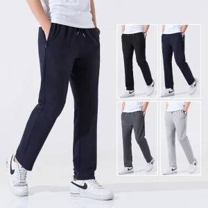 Solid Color Sweatpants Men's Loose Straight Striped Knitted Pants Men's Casual Pants Slim-fitting Wide-leg Running Sweatpants - AliExpress Pants