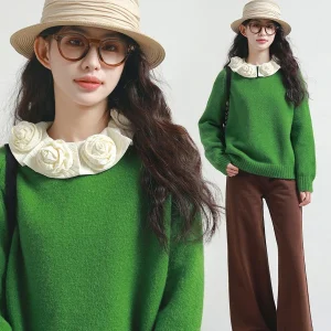 Rare Probabili Candy Par Knitted round Ne Sweater Women's Sle Autumn Winter Thiened Long Sve Crew Ne Pullover - AliExpress Sweaters&Jumpers
