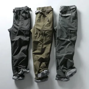 Tooling Pants Thick Waterproof Fleece Cargo Pants Men Women Winter Outdoor Multi-pockets Loose Straight Overall Long Trousers - AliExpress Pants