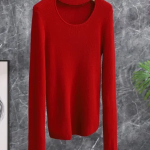 Stunning Red Pure Wool Knit Sweater High Collar Hollow out Neck Design Commute Style Long Sleeve Slim Fit Winter Base Layer - AliExpress Sweaters&Jumpers