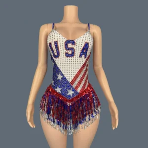 Classic Sparkly Rhinestone Sequins Tassel Bodysuit Stage Cheering Squad Wear gig Concert Party Outfit V Neck Bodysuit Honglan - AliExpress Jumpsuits&Rompers
