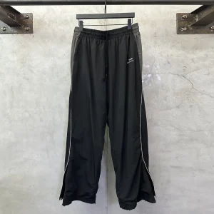Loose Straight Leg Pants with Embroidered Letters Zipper Cuffed Casual Tech Cotton Parisian Sle Men's Leisure Trousers - AliExpress Pants