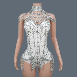 Sparkly Rhinestone Tassel Spandex Bodysuit Women Sexy Dance Show Costume Nightclub Party Outfit Singer Dancer Stage Wear Chunbai - AliExpress Jumpsuits&Rompers
