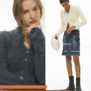 UnvesnoUN Women's ort Fit Knitted Cardigan Long Hair Artificial Mink Collar Long Sve Regular Length Nylon Fiber Sweater - AliExpress Sweaters&Jumpers