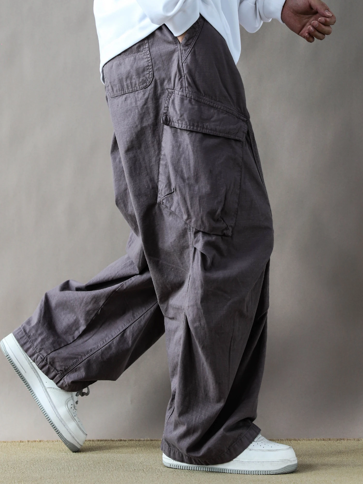 American Retro Work Pants Men's Loose Casual Straight Leg mid Waist Long Purple Cotton Trousers for Spring Autumn - AliExpress Pants