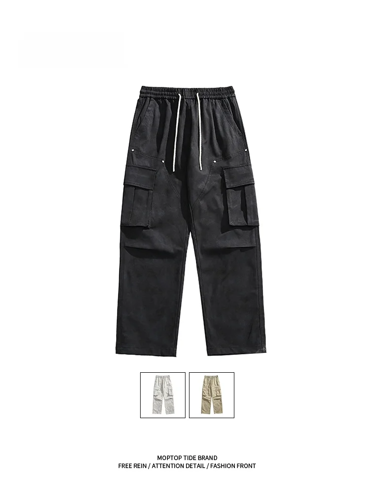 MMOPTOP Casual Straight Leg Workwear Trousers Men's Faionable Loose Fit Long Pants Youthful Energy Sle All-Match - AliExpress Pants