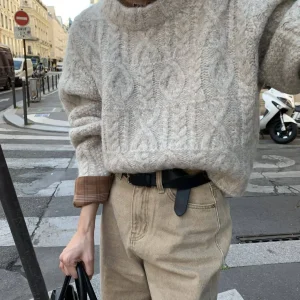 SLEFWILL Women's Thiened round Ne Knitted Sweater Twist Knit Soft Warm Casual Sweet Sle Pure Online Exclusive - AliExpress Sweaters&Jumpers