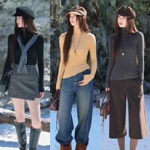 High Ne Sl One-Piece Knitted Base irt Women's Simple Pure Color Warm Inner Wear Autumn Winter New Sle by Plum Is ... - AliExpress Sweaters&Jumpers