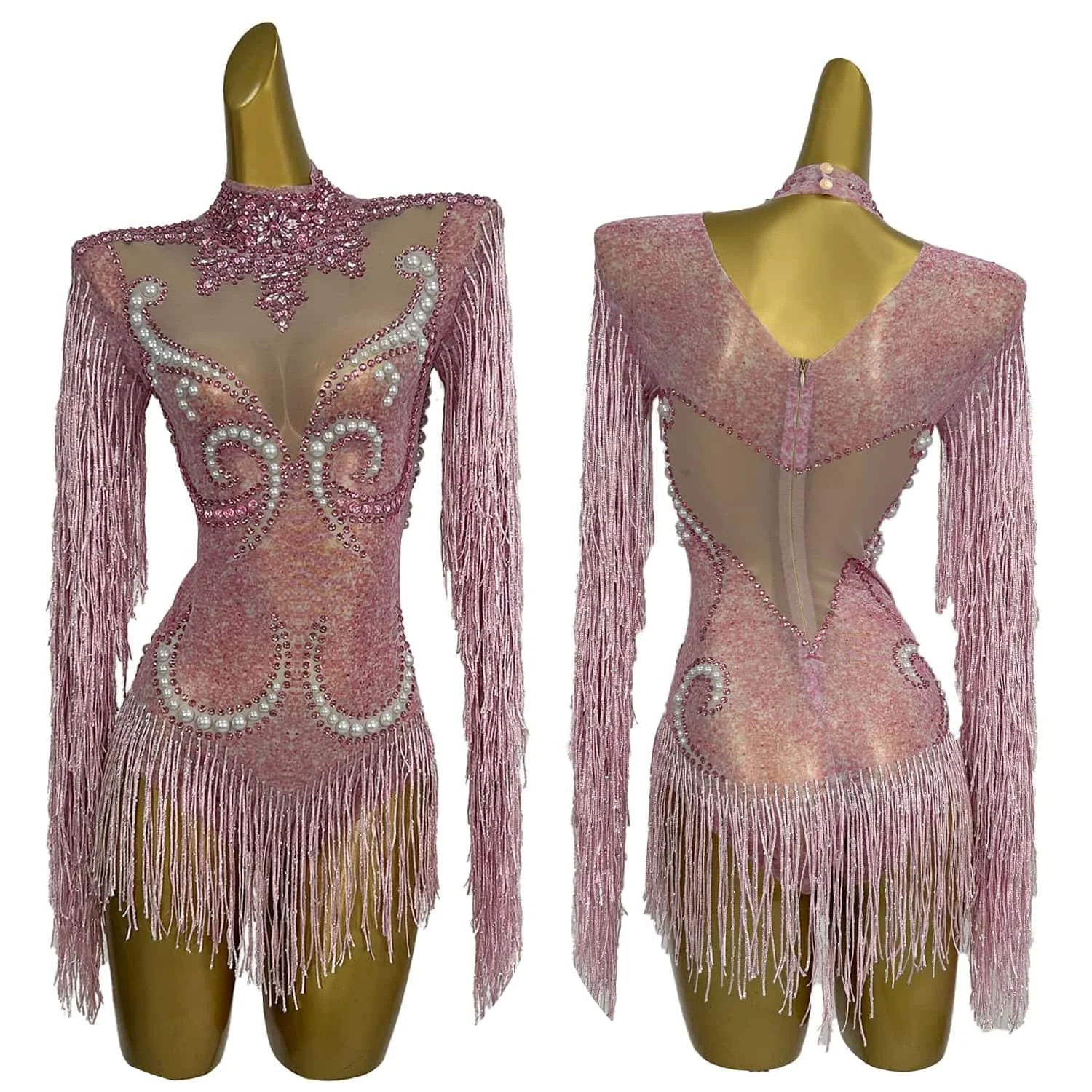 Sparkly Diamonds Long Sleeves Tassel Pearls One Piece Short Jumpsuit Outfits Dancewear Women Stage Performance Bodysuit Yanhui - AliExpress Jumpsuits&Rompers