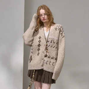 Diddi Moda Sweet Sle Knitted Sweater with f Skirt Loose Fit Long Sve round Ne Diamond Pattern Single Button Closure - AliExpress Sweaters&Jumpers