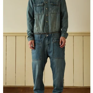 Retro Workwear Denim Suit Men's Trendy Brand Detachable Overalls One-Piece Clothing Jeans irt Long Sve Long Pants - AliExpress Pants