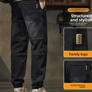 Retro Waed Denim Pants Men's Spring 2026 Trendy Brand Versatile Splicing Loose Harlan Cuffed Long Trousers Casual Wear - AliExpress Pants