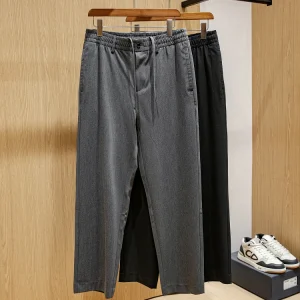 Italian Style Elastic Waist Straight Leg Casual Pants Acetate Fiber Blend Thin Spring Summer Men's Fashion Urban Leisure Trou... - AliExpress Pants