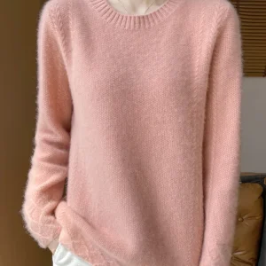 Autumn Winter O-Neck Solid Color Osmanthus Needle Thickening Keep Warm Pullover 100% Merino Wool Knitwear Women's Sweater Tops - AliExpress Sweaters&Jumpers