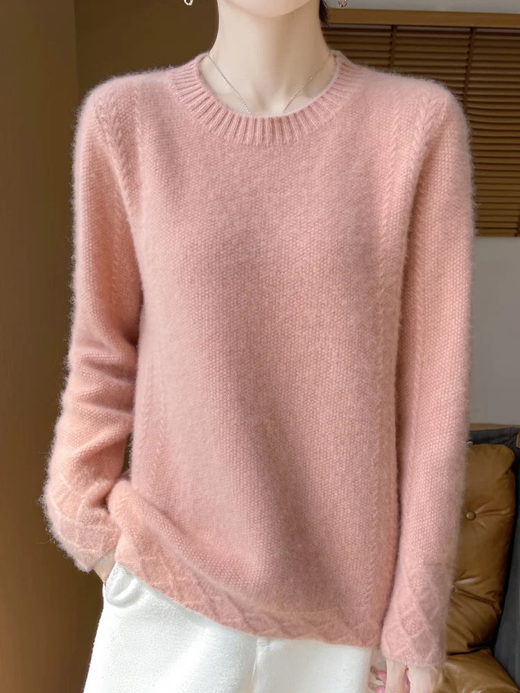Autumn Winter O-Neck Solid Color Osmanthus Needle Thickening Keep Warm Pullover 100% Merino Wool Knitwear Women's Sweater Tops - AliExpress Sweaters&Jumpers
