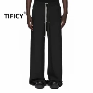 High Street RO Style Cotton Sweatpants Men's Loose and Casual Versatile Wide Leg Mop Drawstring Casual Elastic Waist Pants - AliExpress Pants