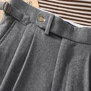 2026 Spring Light Flannel Loose Straight Casual Pants with Italian Parisian Button Adjustment - Customizable Men's Suits - AliExpress Pants