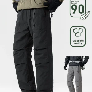Thiened aphene down Sports Casual Pants Men's Autumn Winter Skiing Snowboarding Thiened Casual Pants Loose Straight Leg - AliExpress Pants