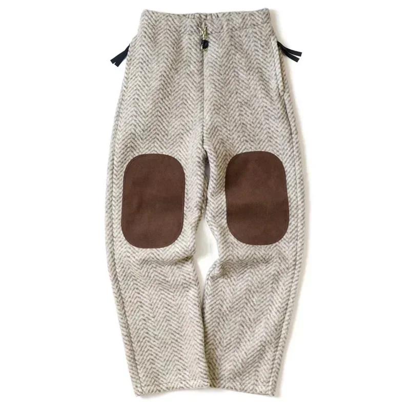 KAPITAL Hirata Hohiro Warm Wool Fleece Suede Patch Men's and Women's Loose Elastic Casual Japan Style Pants High Street - AliExpress Pants