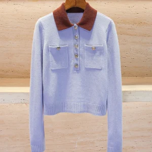Ele  Collar Knitted Sweater Soft Medium Thin Long Sve ort Length Color Blo Design for Daily Wear Commute - AliExpress Sweaters&Jumpers