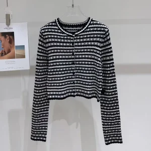 Slim Fit Long Sve Knitted Cardigan Sweater Women's Bla White Stripes Autumn New Arrival Commute Sle round Ne ort L... - AliExpress Sweaters&Jumpers