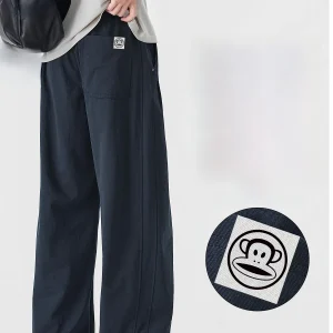 PaulFrank Lightweight Breathable Men's Casual Pants Summer Thin Pure Color Loose Wide Leg Sports Pants Straight Tube Polyeste... - AliExpress Pants