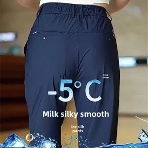 Ice Silk Men's Casual Pants Summer Thin Straight Tube Qui Dry Busin Long Trousers Faionable Lightweight Breathable - AliExpress Pants