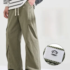 PaulFrank Pure Cotton Dstring Casual Pants Men's Spring New Loose Straight Leg Workwear Trousers Comfortable Sport Long Pants - AliExpress Pants