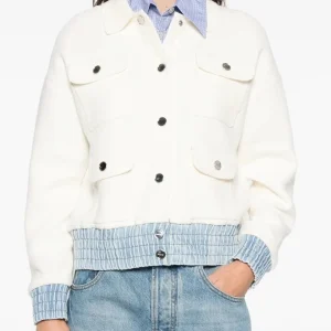 S Home Early Spring 2026 Women's French Sle Jaet with Metal Bule Waist Cinching Collar Patchwork Denim Hem - AliExpress Sweaters&Jumpers
