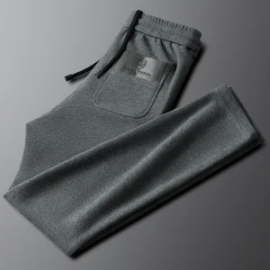 Fce Lined Sports Casual Pants Men's Slim Straight Elastic Waist Thi Winter Autumn Trousers Versatile Sweatpants - AliExpress Pants