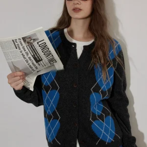 Loose Women's Knitted Open Cardigan Lofi Choose Color Blo Diamond Design Romantic Sle Polyester Wool Blend Long Sve - AliExpress Sweaters&Jumpers