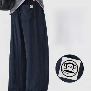 PaulFrank Linen Thin Casual Pants Men Summer Loose Drapey Straight Leg Trousers Breathable Comfortable Casual Faion - AliExpress Pants