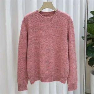 Women's sweater New elastic knitted slim fit long sleeved top for autumn 2025 Wool blend round neck pullover sweater Knitwear - AliExpress Sweaters&Jumpers