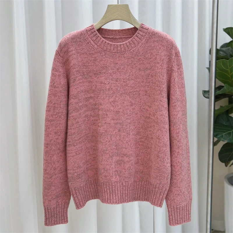 Women's sweater New elastic knitted slim fit long sleeved top for autumn 2025 Wool blend round neck pullover sweater Knitwear - AliExpress Sweaters&Jumpers