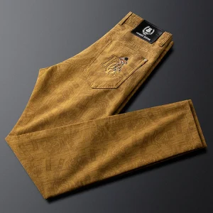 Casual Embroidered Print Men's Straight Leg Pants Faionable Youth i Color Spring Autumn Comfortable Breathable Cotton Blend - AliExpress Pants