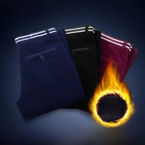 Thiened Corduroy Men's Pants Winter Straight Leg Long Trousers Flat Velvet Elastic Briti Sle Casual Pants for Men - AliExpress Pants