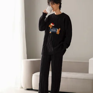 YueNei Men's Winter Spwear f Velvet Coral Fce Plu Casual round Ne Home Clothes Long Pants Soft Polyester - AliExpress Pants