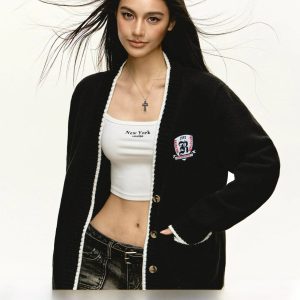 Ariseism American Retro Loose Knitted Sweater Cardigan Women's Spring New Straight Tube Cotton Blend Long Sve V-Ne Coat - AliExpress Sweaters&Jumpers