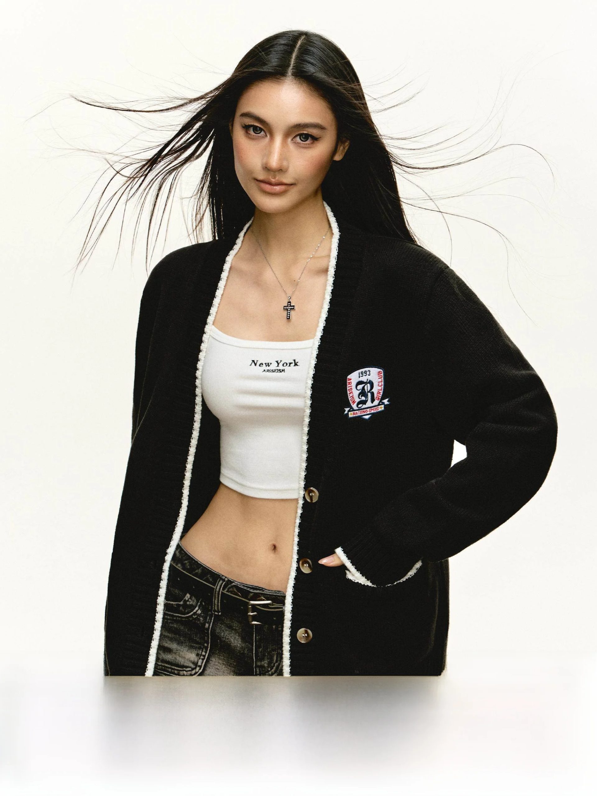 Ariseism American Retro Loose Knitted Sweater Cardigan Women's Spring New Straight Tube Cotton Blend Long Sve V-Ne Coat - AliExpress Sweaters&Jumpers