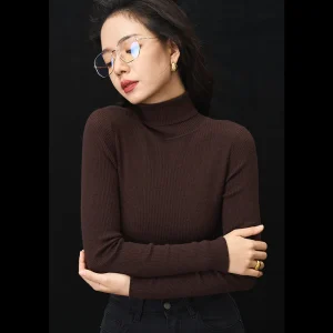 engdu SNDU High Ne Knitted Woolen Long Sve Slim Fit Elastic Women's Basic Turtlene Knitwear Top for Autumn Season - AliExpress Sweaters&Jumpers